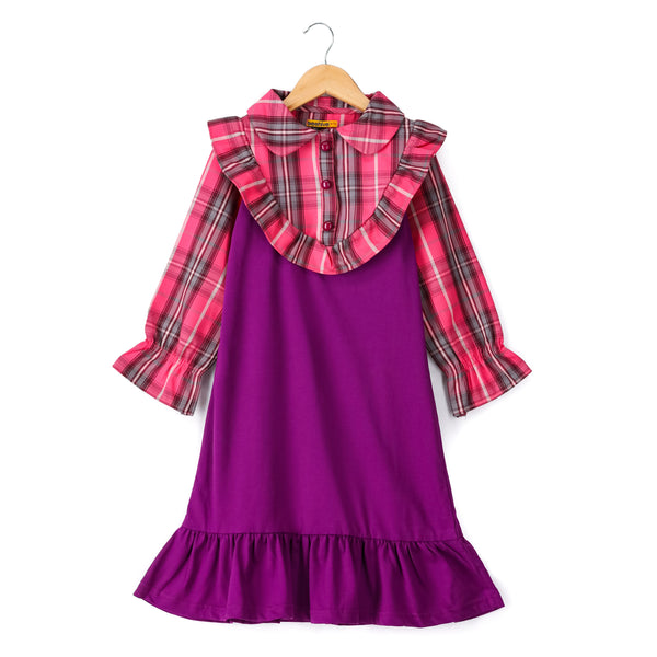 Fuccia Flannel Winter Dress
